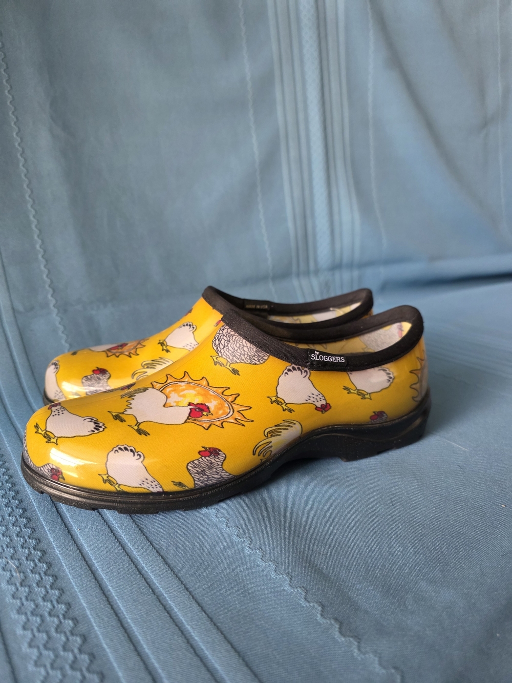 Sloggers Chicken Print Daffodil Yellow Waterproof Outdoor Clogs Sz 10 Countrycor
